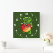 ヴィンテージのりんごの壁のデコのキッチン スクエア壁時計 (ホーム)