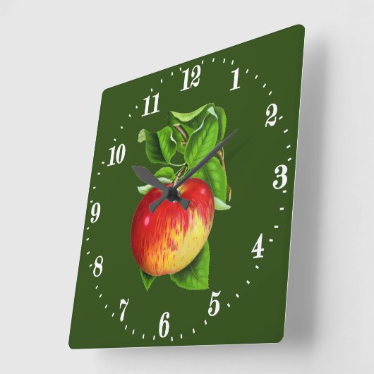 ヴィンテージのりんごの壁のデコのキッチン スクエア壁時計 (傾斜)
