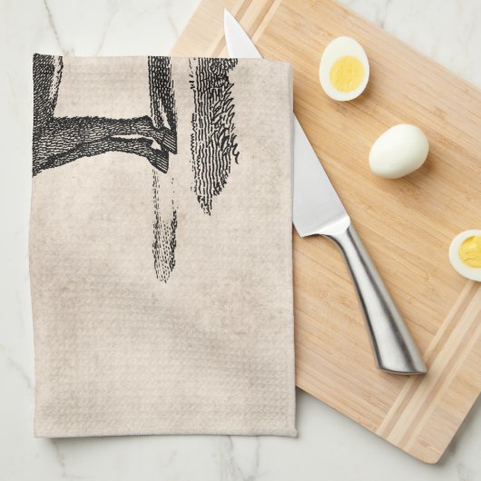 ヴィンテージのろばのイラストレーション- 1800'sろば キッチンタオル (四つ折り)