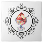 ヴィンテージのアイスクリームのサンデーのセラミックタイル タイル (正面)