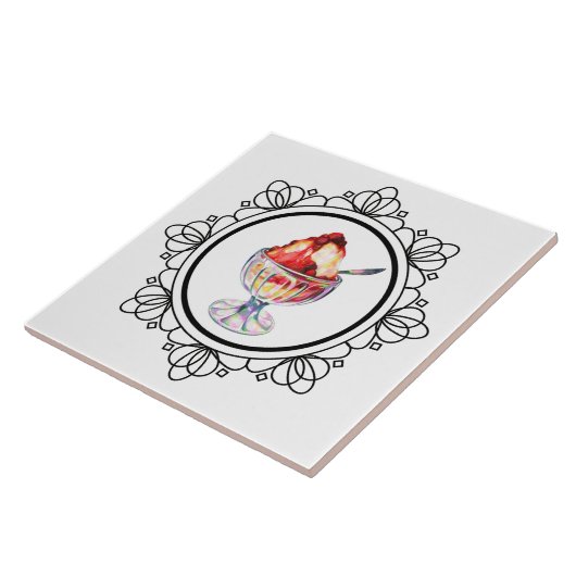 ヴィンテージのアイスクリームのサンデーのセラミックタイル タイル (側面)