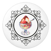 ヴィンテージのアイスクリームのサンデーの陶磁器のノブ セラミックノブ (正面)