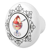 ヴィンテージのアイスクリームのサンデーの陶磁器のノブ セラミックノブ (右)