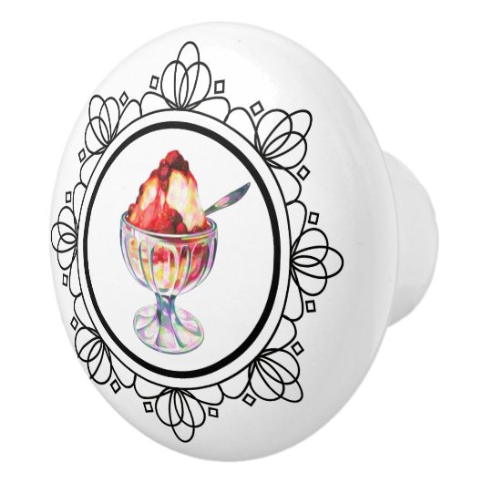 ヴィンテージのアイスクリームのサンデーの陶磁器のノブ セラミックノブ (右)