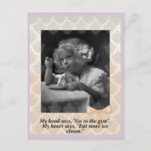 ヴィンテージのアイスクリーム付き少女 ポストカード (正面)