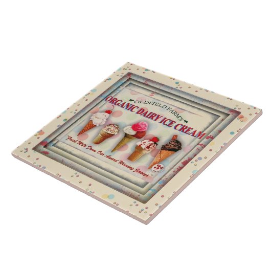 ヴィンテージのアイスクリーム店の印のセラミックタイル タイル (側面)