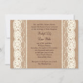 ヴィンテージのアイボリーのレースおよび媒体のバーラップの招待状 招待状 (正面)