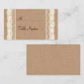 ヴィンテージのアイボリーのレース及び媒体のバーラップの座席表 プレイスカード (正面/裏面)