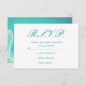 ヴィンテージのアイボリー及びミントのレースの応答カード 出欠カード (正面/裏面)