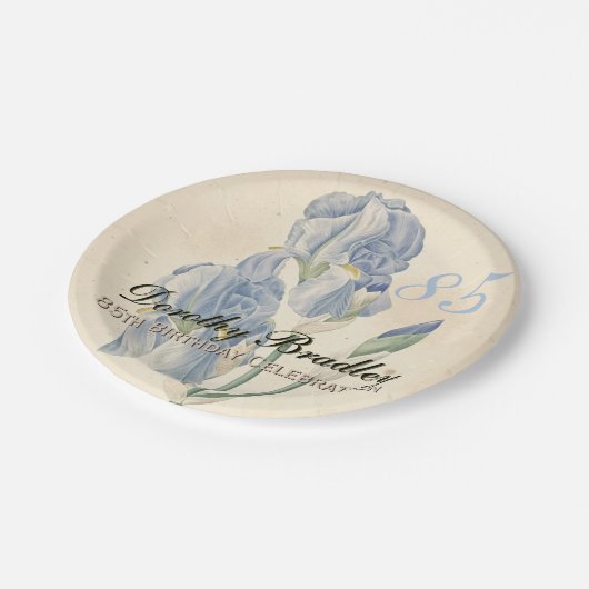 ヴィンテージのアイリス85th誕生会の紙皿 ペーパープレート (アングル)