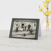 ヴィンテージのアイルランドのかやぶきにされたコテージ カード (黄色い花)