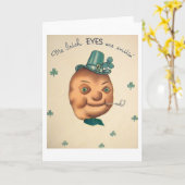 ヴィンテージのアイルランドのポテトの頭部のセントパトリックの日カード カード (黄色い花)