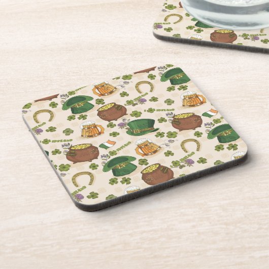 ヴィンテージのアイルランドアイコンパターン コースター (左側)