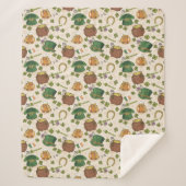 ヴィンテージのアイルランドアイコンパターン シェルパブランケット (正面)