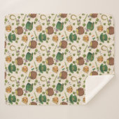 ヴィンテージのアイルランドアイコンパターン シェルパブランケット (正面(横))