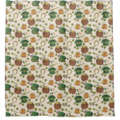 ヴィンテージのアイルランドアイコンパターン シャワーカーテン (正面)