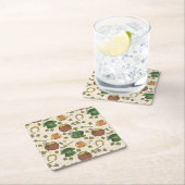 ヴィンテージのアイルランドアイコンパターン スクエアペーパーコースター (インサイチュ)