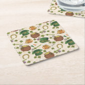 ヴィンテージのアイルランドアイコンパターン スクエアペーパーコースター (アングル)