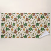 ヴィンテージのアイルランドアイコンパターン ビーチタオル (正面)