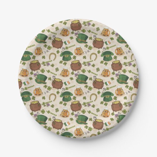 ヴィンテージのアイルランドアイコンパターン ペーパープレート (正面)