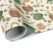ヴィンテージのアイルランドアイコンパターン ラッピングペーパー (ロールコーナー)