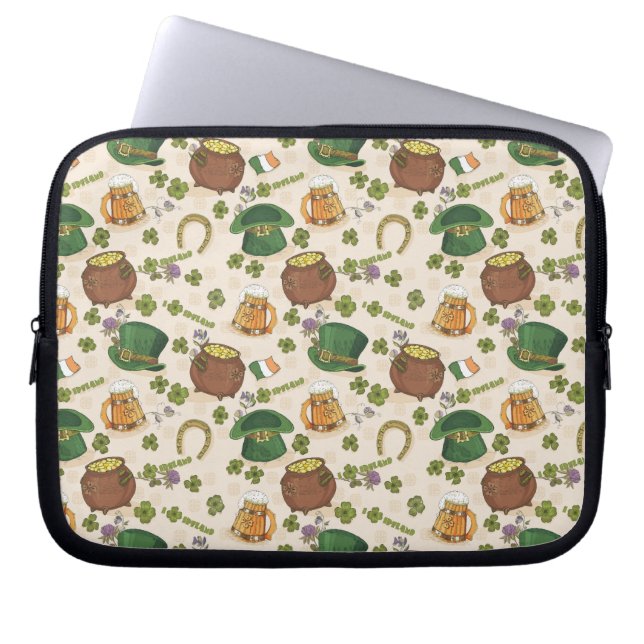 ヴィンテージのアイルランドアイコンパターン ラップトップスリーブ (正面)