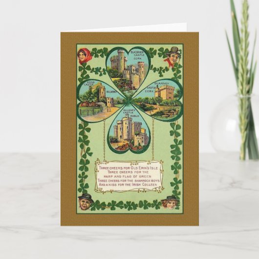 ヴィンテージのアイルランド語はセントパトリックの日カードを城郭で囲みます カード (正面)