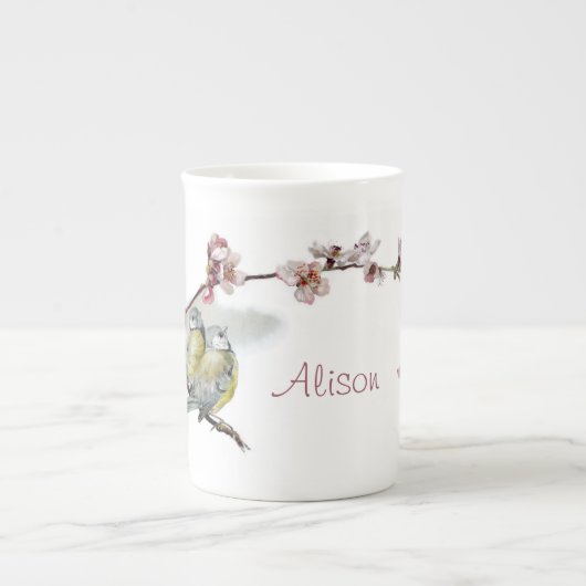 ヴィンテージのアオガラ ボーンチャイナマグカップ (正面)