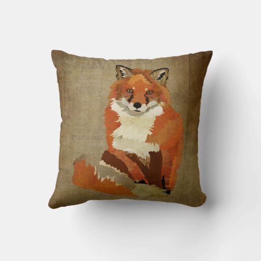 ヴィンテージのアカギツネの枕 クッション (裏面)