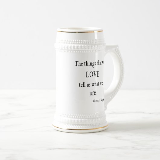 ヴィンテージのアクィナス愛感動的な引用文/引用文 ビールジョッキ (正面右)