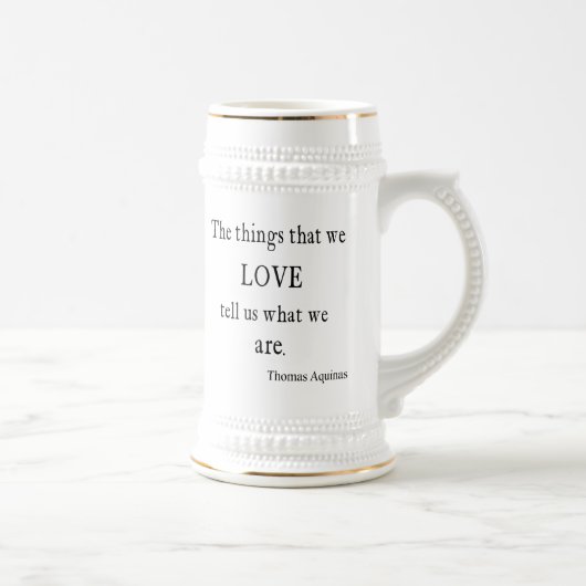 ヴィンテージのアクィナス愛感動的な引用文/引用文 ビールジョッキ (右)