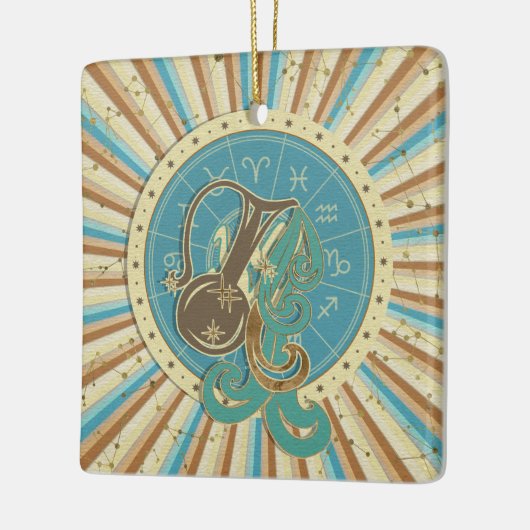 ヴィンテージのアクエリアスの(占星術の)十二宮図の芸術 セラミックオーナメント (左)