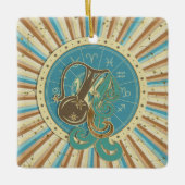 ヴィンテージのアクエリアスの(占星術の)十二宮図の芸術 セラミックオーナメント (正面)