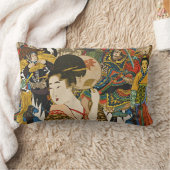 ヴィンテージのアジアコラージュのlumbarの枕 ランバークッション (ブランケット)