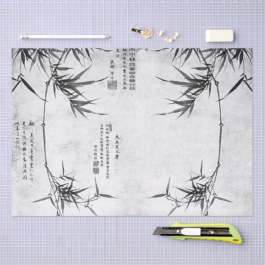 ヴィンテージのアジア中国のなタケ芸術のティッシュペーパー 薄葉紙 (クラフト)