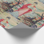 ヴィンテージのアジア女性PBNの包装紙 ラッピングペーパー (角)