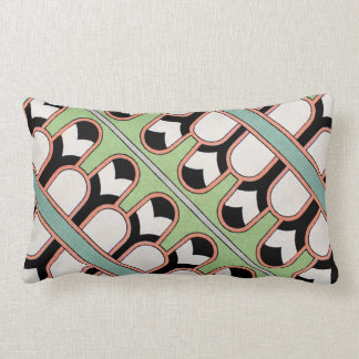 ヴィンテージのアッシリアのアールデコ幾何学的なパターンミント ランバークッション
