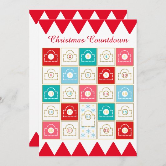 ヴィンテージのアドベントカレンダーの個人用設定 シーズンカード (正面/裏面)