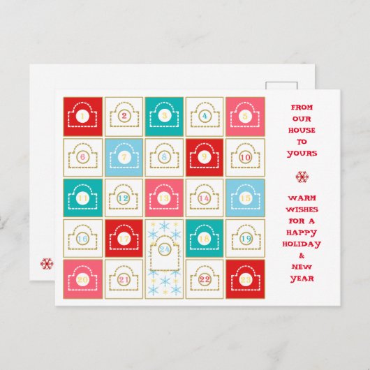 ヴィンテージのアドベントカレンダーの個人用設定 シーズンポストカード (正面/裏面)