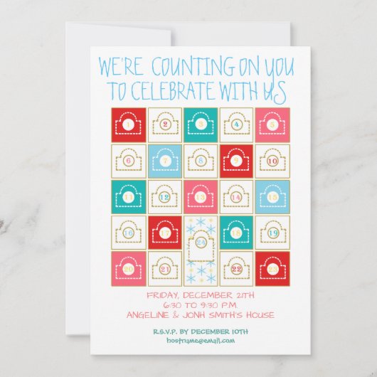 ヴィンテージのアドベントカレンダーの個人用設定 招待状 (正面)