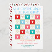 ヴィンテージのアドベントカレンダーの個人用設定 招待状 (正面/裏面)