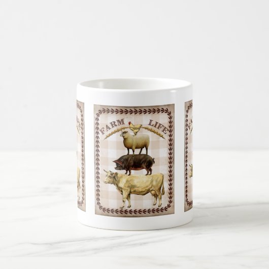 ヴィンテージのアニマル・ファームの生命ノスタルジックなコーヒー・マグ コーヒーマグカップ (中央)