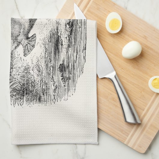 ヴィンテージのアヒルによって勘定書を出されるPlatypusパーソナライズな動物 キッチンタオル (四つ折り)