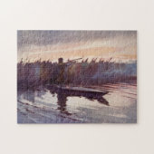 ヴィンテージのアヒルのハンターのスポーツマンのボートのジグソーパズル ジグソーパズル (横)