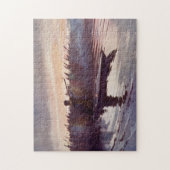 ヴィンテージのアヒルのハンターのスポーツマンのボートのジグソーパズル ジグソーパズル (縦)