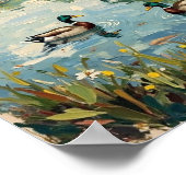 ヴィンテージのアヒルの池 田舎の風景アート ポスター (角)