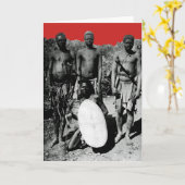 ヴィンテージのアフリカの水色の白黒 カード (黄色い花)