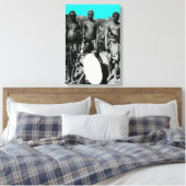 ヴィンテージのアフリカの水色の白黒 キャンバスプリント (インサイチュ (寝室))