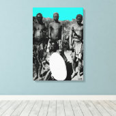 ヴィンテージのアフリカの水色の白黒 キャンバスプリント (インサイチュ (ウッドフロア))