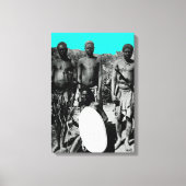 ヴィンテージのアフリカの水色の白黒 キャンバスプリント (正面)